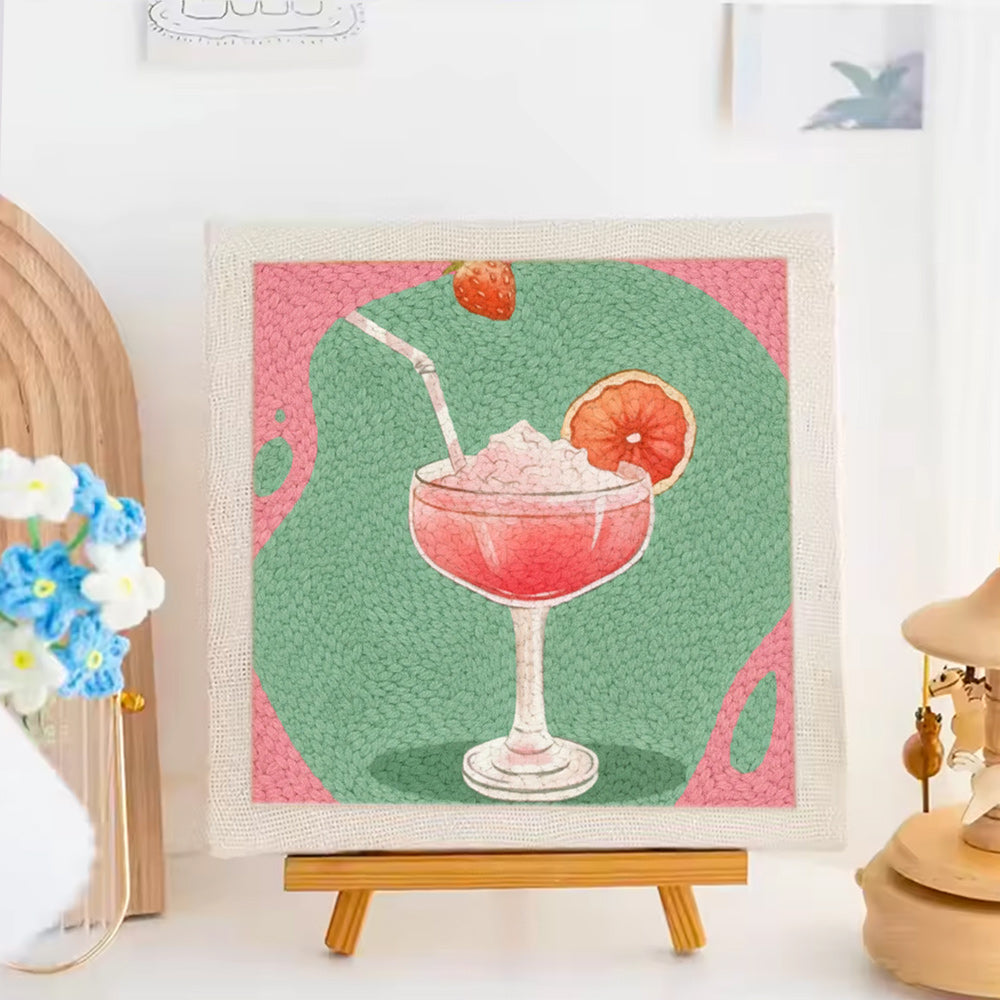 Grapefruit Iced Drink Punch Needle Embroidery Kits
