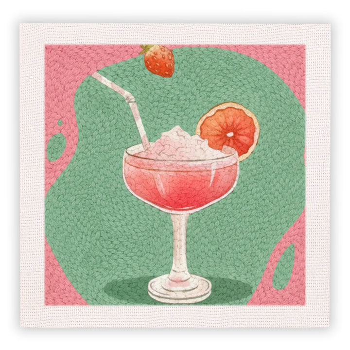 Grapefruit Iced Drink Punch Needle Embroidery Kits