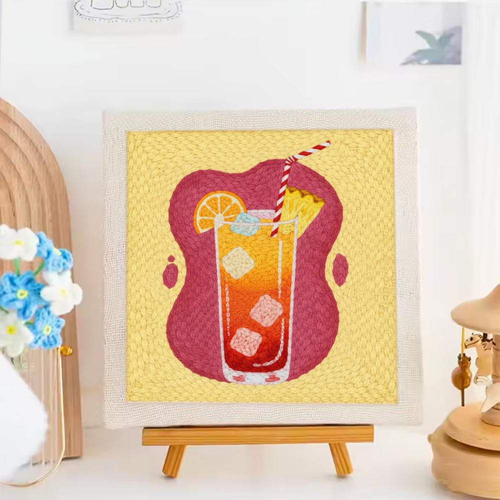 Orange Gradient Iced Drink Punch Needle Embroidery Kits