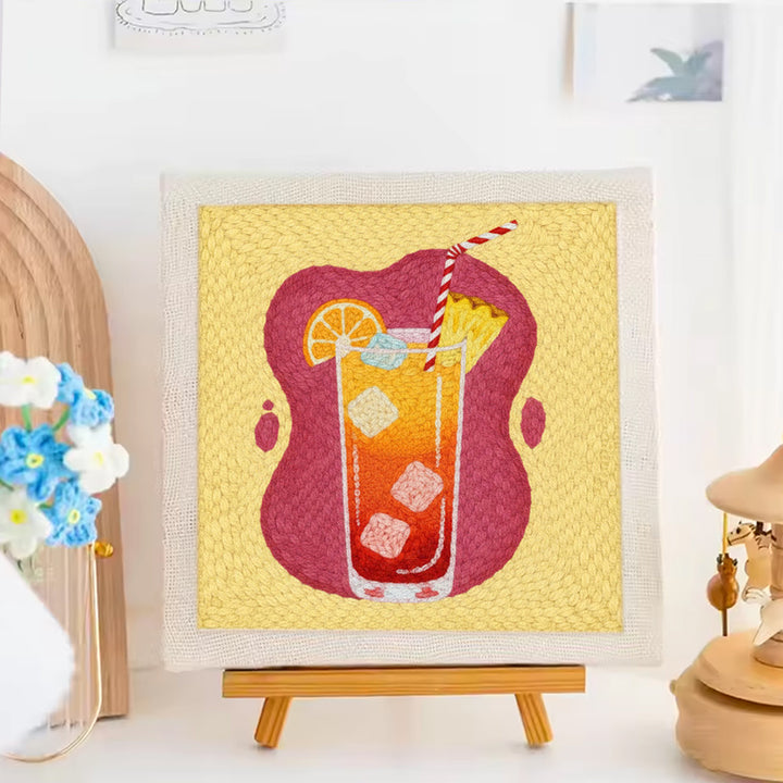Orange Gradient Iced Drink Punch Needle Embroidery Kits