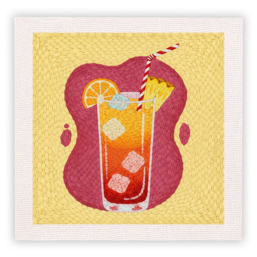 Orange Gradient Iced Drink Punch Needle Embroidery Kits