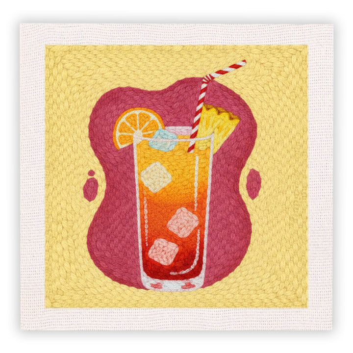 Orange Gradient Iced Drink Punch Needle Embroidery Kits
