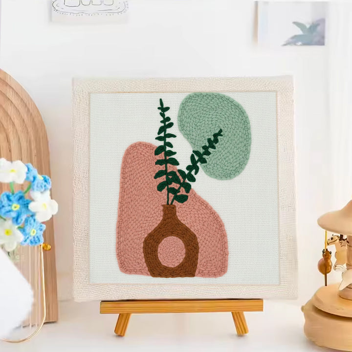 Green Plants in a Bottle Punch Needle Embroidery Kits