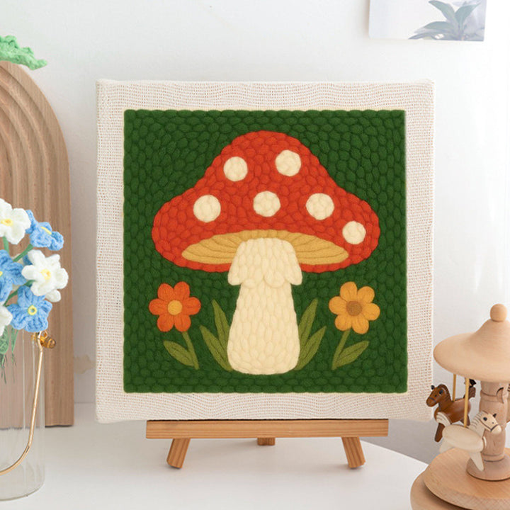 Red Spotted Mushroom Punch Needle Embroidery Kits