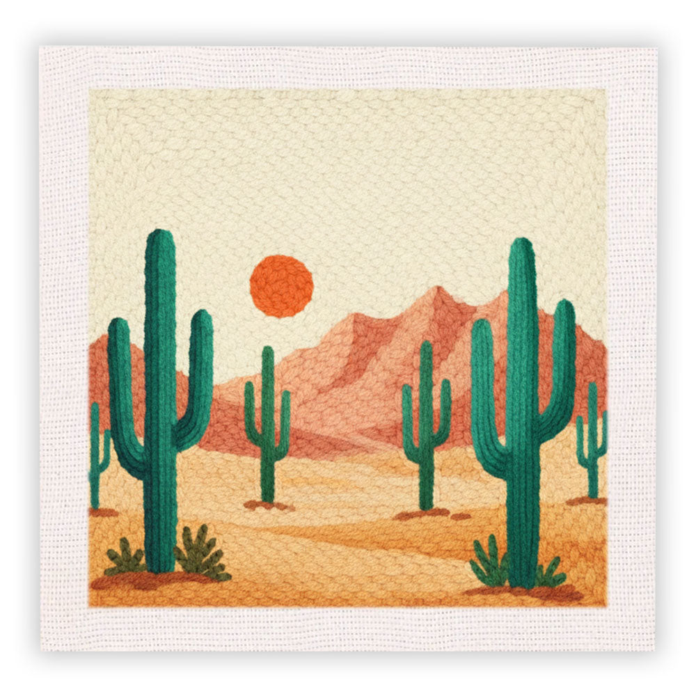Cactus Scenery Punch Needle Embroidery Kits