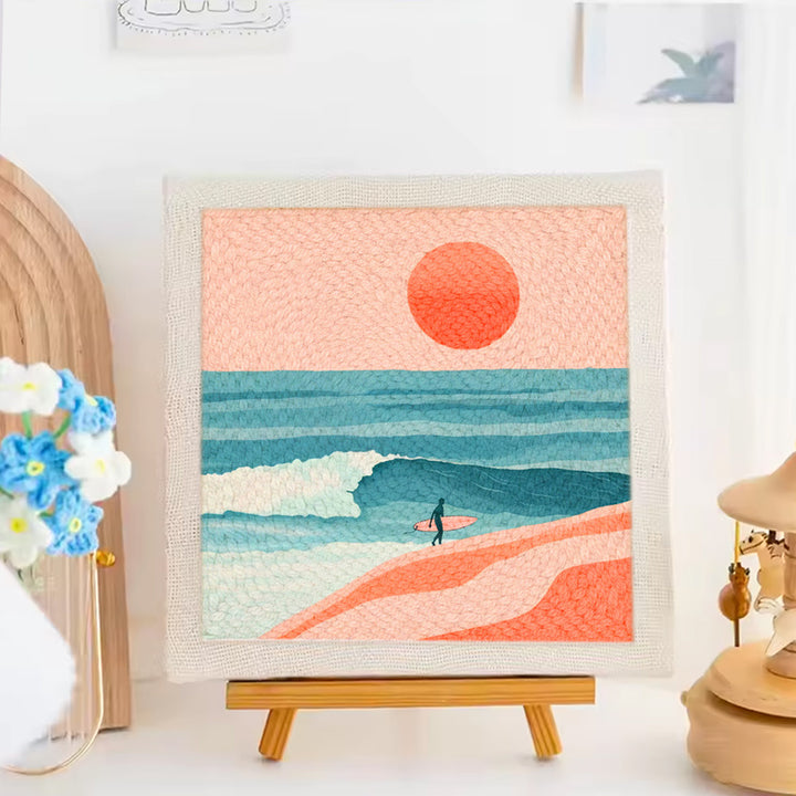 Surfing Beach Punch Needle Embroidery Kits