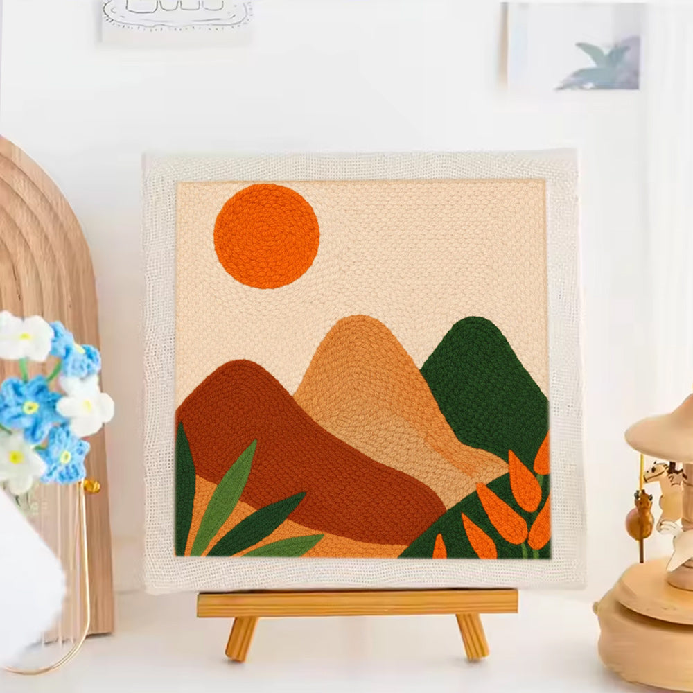 Sun & Mountain Landscape Punch Needle Embroidery Kits