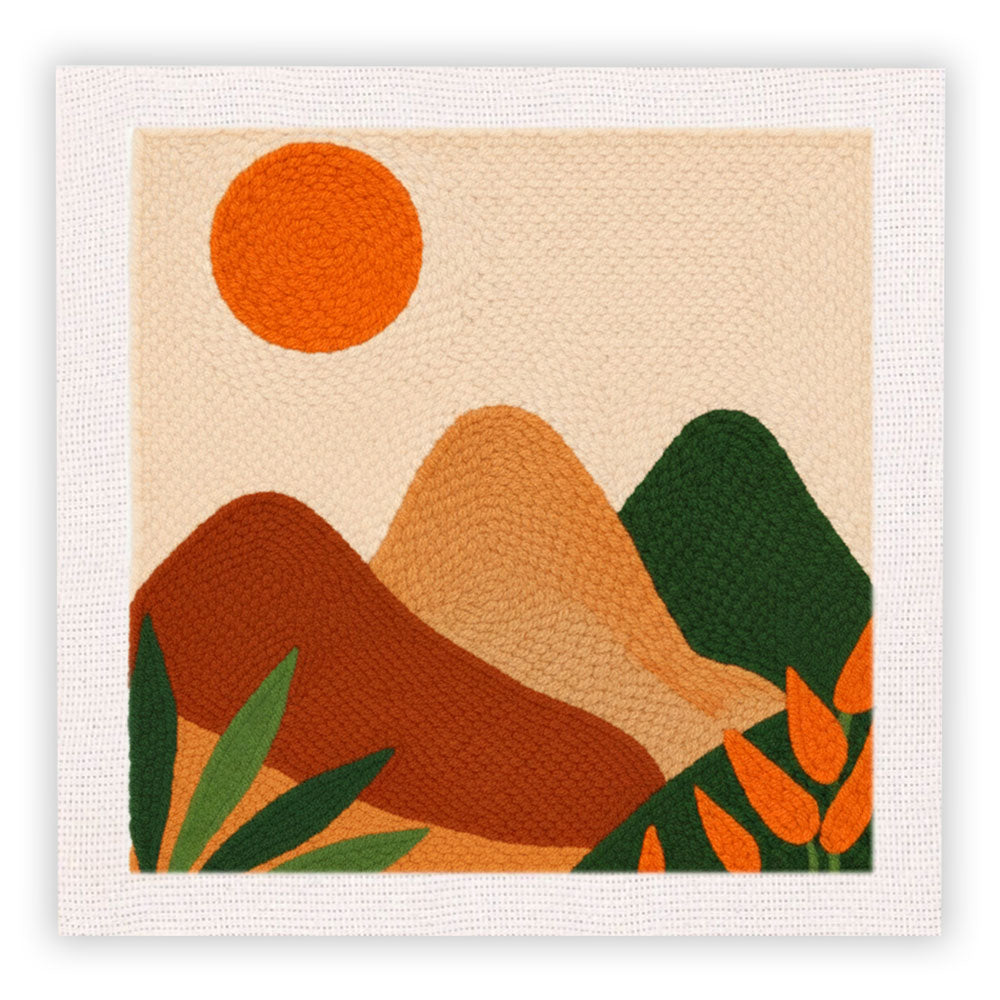 Sun & Mountain Landscape Punch Needle Embroidery Kits
