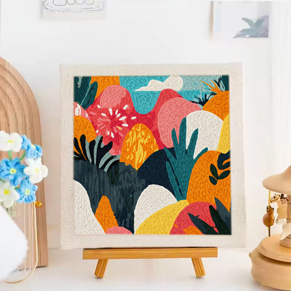 Colorful Floral Landscape Punch Needle Embroidery Kits
