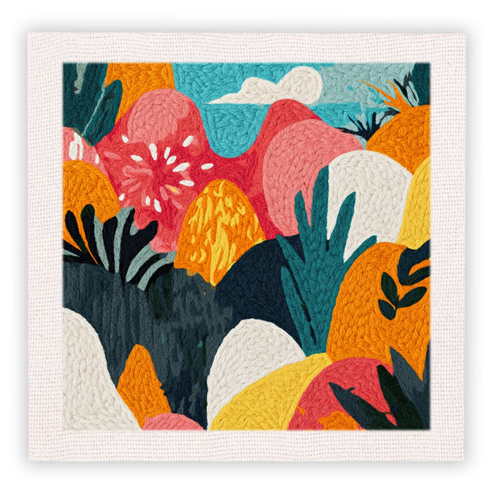 Colorful Floral Landscape Punch Needle Embroidery Kits