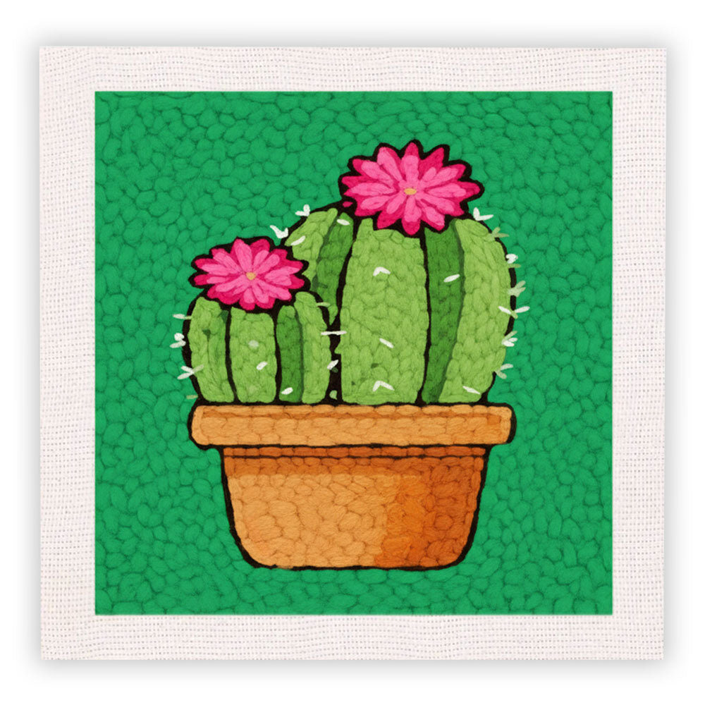 Flowering Cactus Punch Needle Embroidery Kits