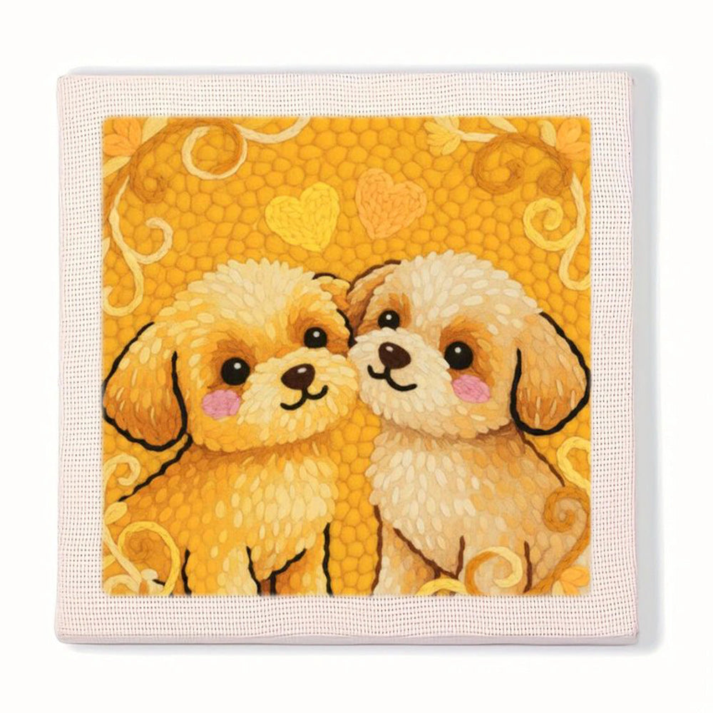 Two Yellow Puppies Punch Needle Embroidery Kits