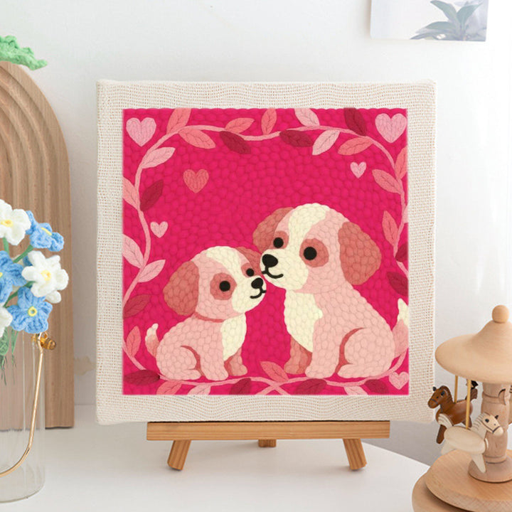Pink Puppies Punch Needle Embroidery Kits