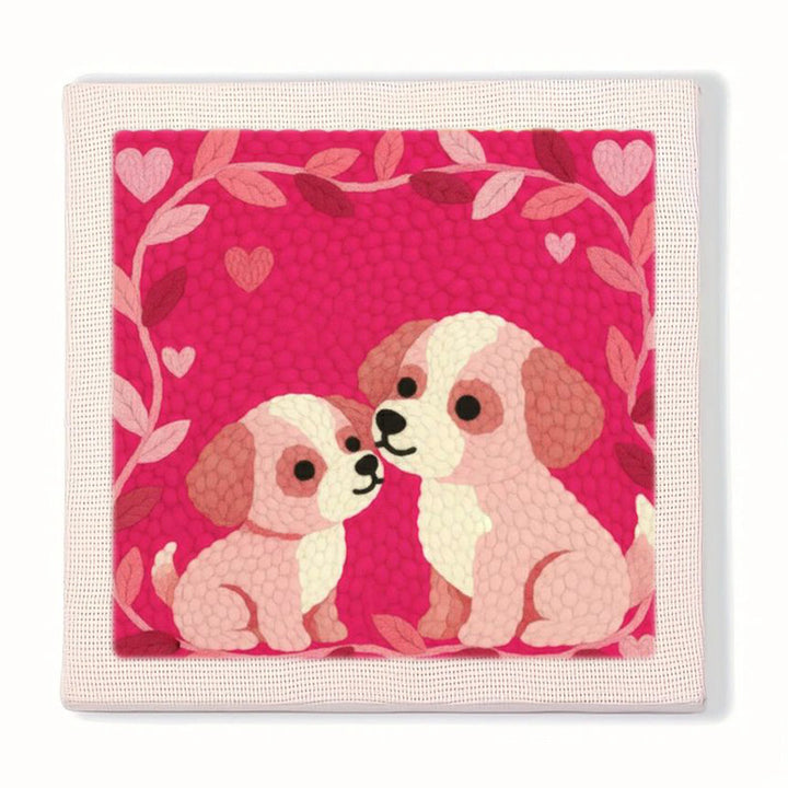 Pink Puppies Punch Needle Embroidery Kits