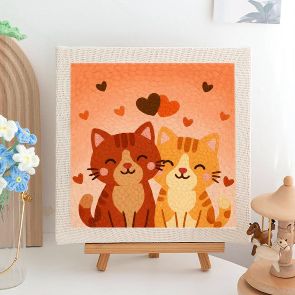 Tabby Cats & Hearts Punch Needle Embroidery Kits