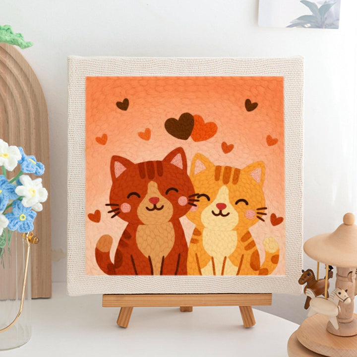 Tabby Cats & Hearts Punch Needle Embroidery Kits