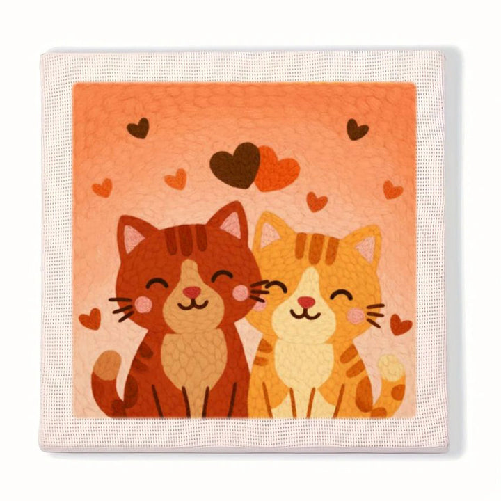 Tabby Cats & Hearts Punch Needle Embroidery Kits
