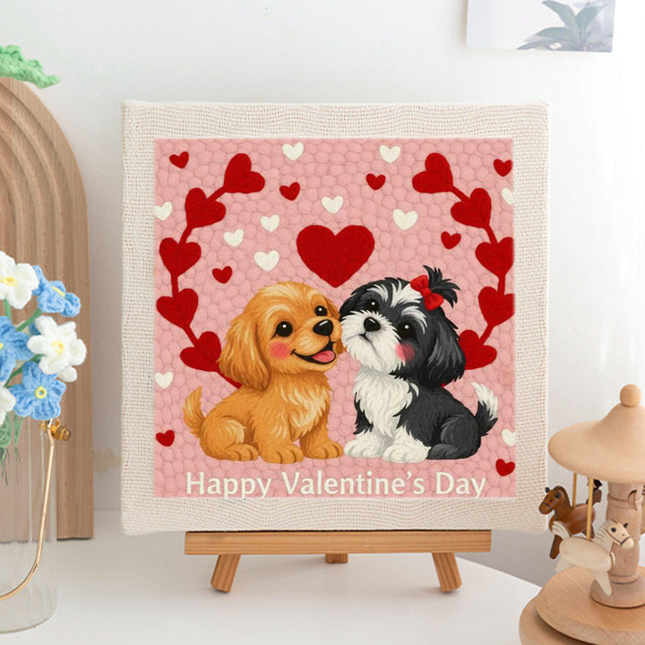 Puppy Valentine Wishes Punch Needle Embroidery Kits