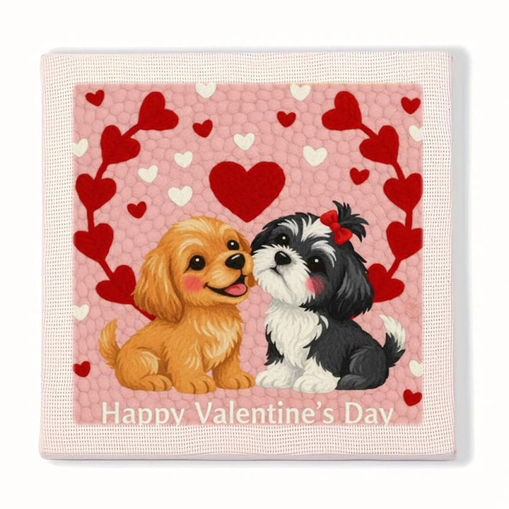 Puppy Valentine Wishes Punch Needle Embroidery Kits