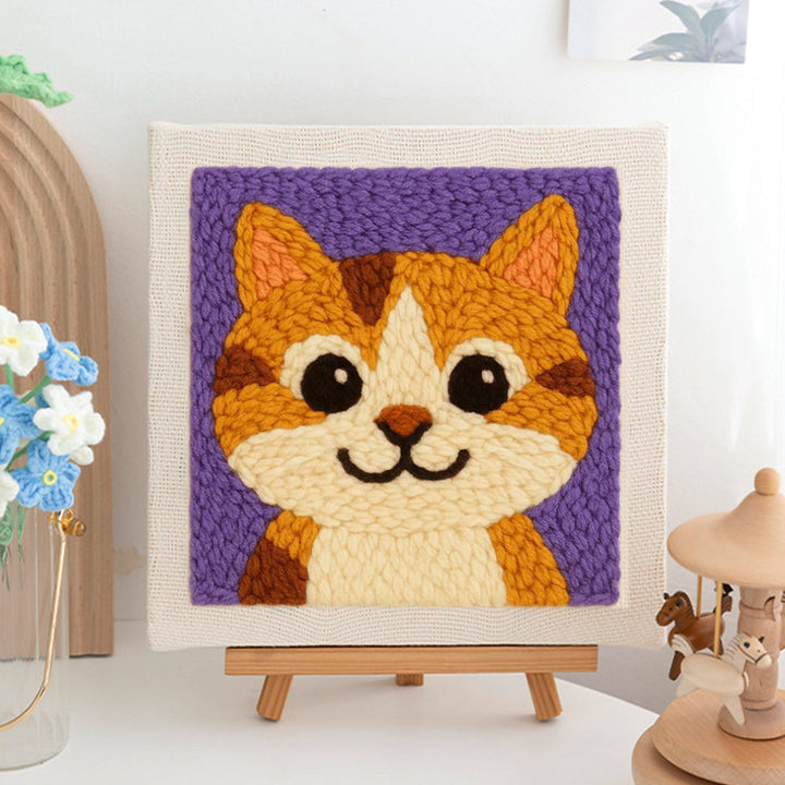 Cute Tabby Cat Punch Needle Embroidery Kits