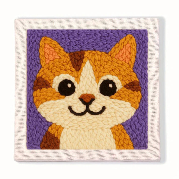 Cute Tabby Cat Punch Needle Embroidery Kits