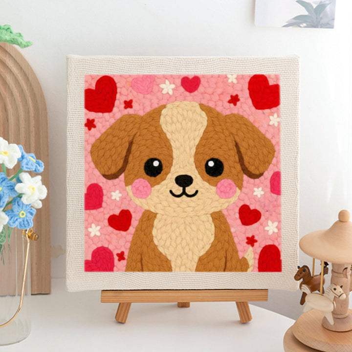 Brown Puppy Punch Needle Embroidery Kits