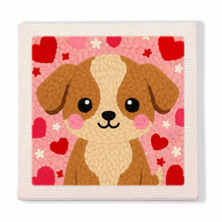 Brown Puppy Punch Needle Embroidery Kits