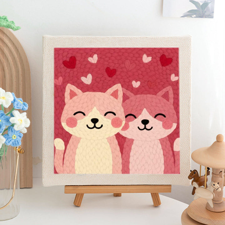 Pink Fox Pair Punch Needle Embroidery Kits