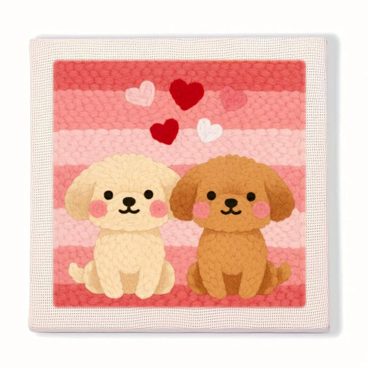 Poodles on Pink Stripes Punch Needle Embroidery Kits