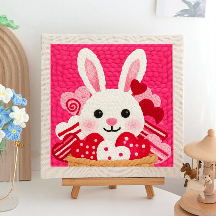 Bunny with Heart Basket Punch Needle Embroidery Kits
