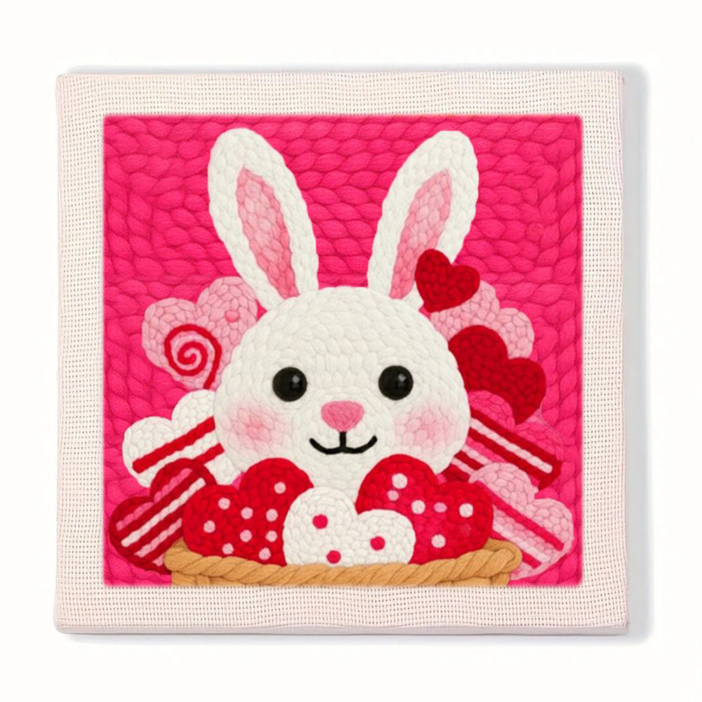 Bunny with Heart Basket Punch Needle Embroidery Kits