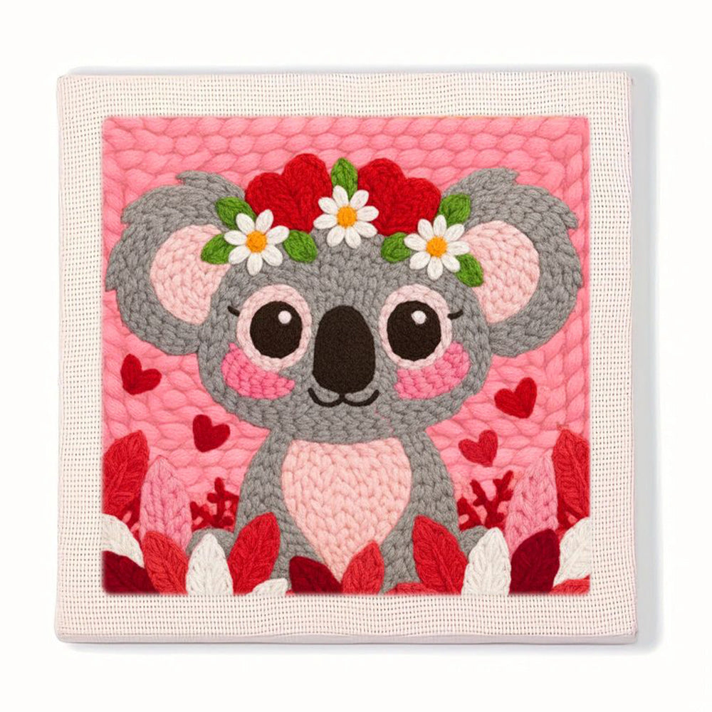 Koala with Flower Crown Punch Needle Embroidery Kits