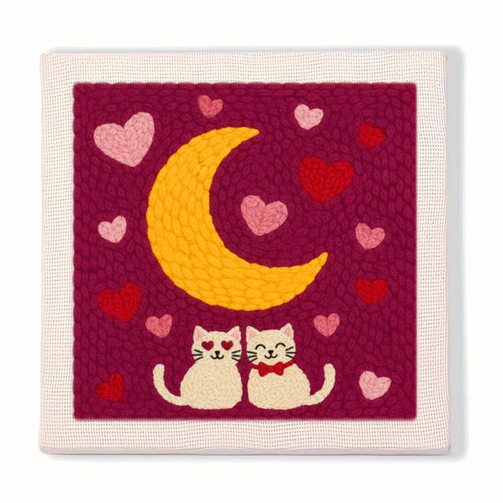Cats Under Moon Punch Needle Embroidery Kits