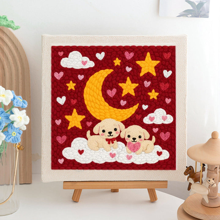 Puppies on Clouds Punch Needle Embroidery Kits