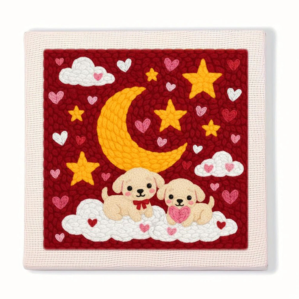Puppies on Clouds Punch Needle Embroidery Kits