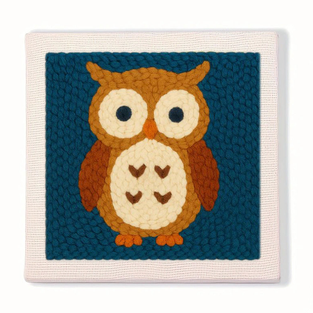 Cute Brown Owl Punch Needle Embroidery Kits