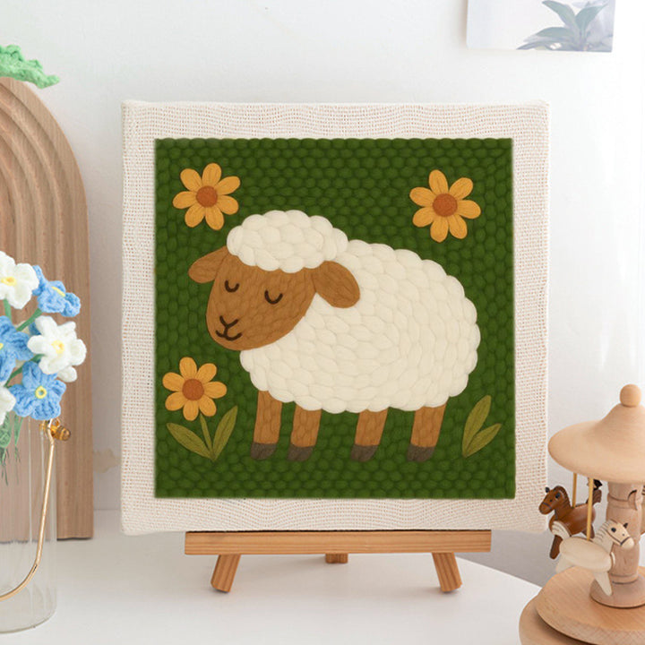 Sheep with Yellow Flowers Punch Needle Embroidery Kits