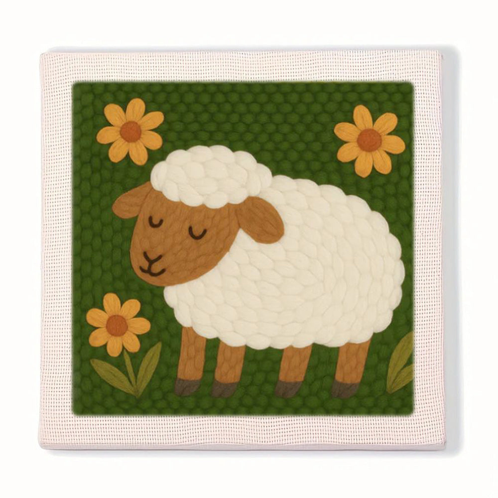 Sheep with Yellow Flowers Punch Needle Embroidery Kits