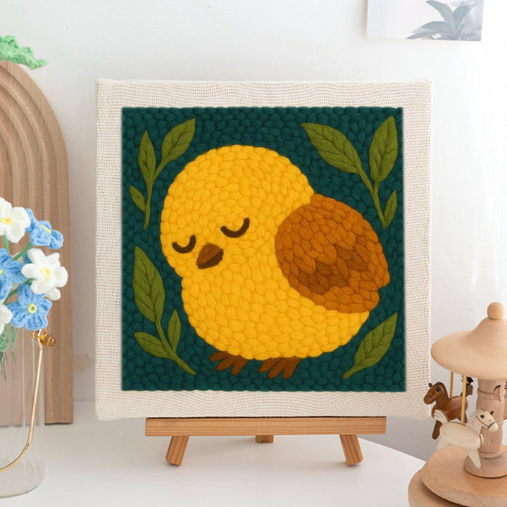 Sleepy Yellow Chick Punch Needle Embroidery Kits