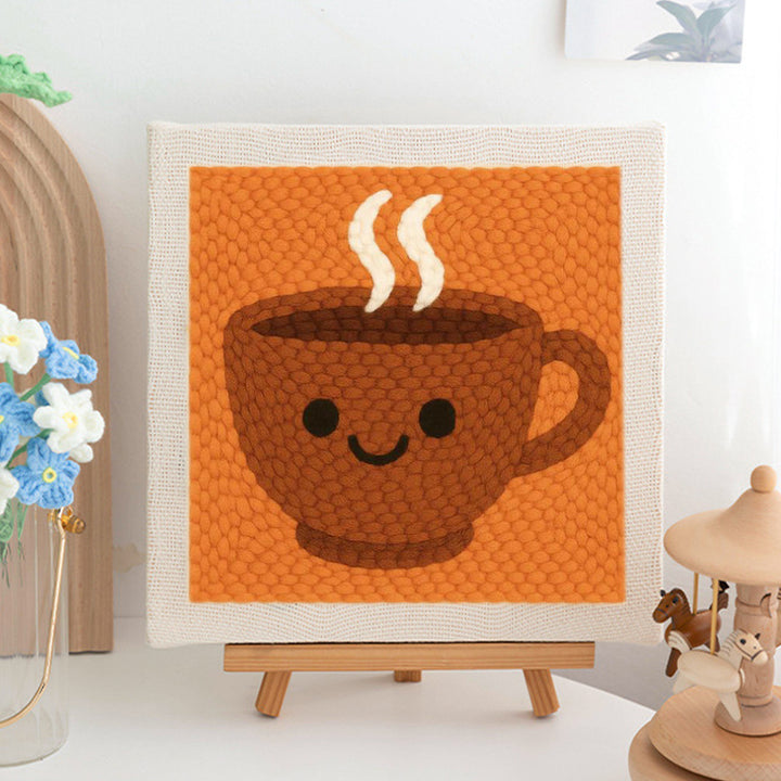 Smiling Coffee Mug Punch Needle Embroidery Kits