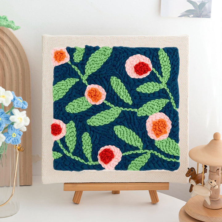 Navy Floral Punch Needle Embroidery Kits