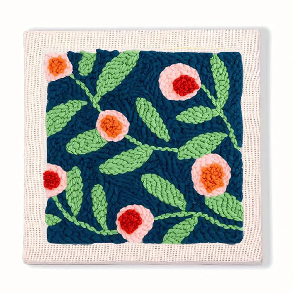 Navy Floral Punch Needle Embroidery Kits