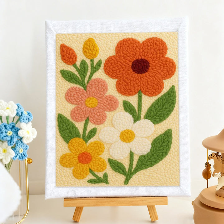 Mixed Color Flowers Punch Needle Embroidery Kits
