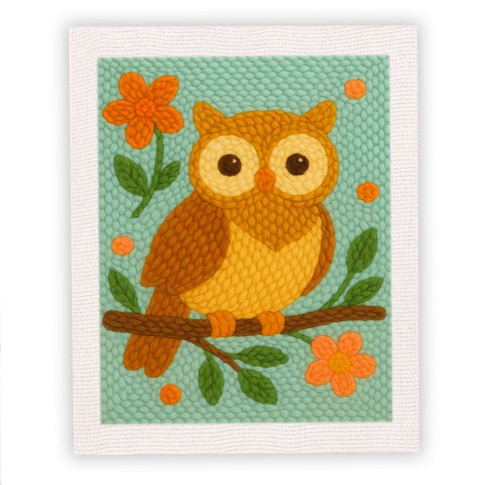 Owl on Branch Punch Needle Embroidery Kits