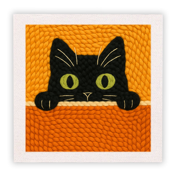 Cute Black Cat Punch Needle Embroidery Kits