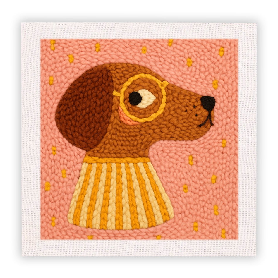 Dog with Glasses Punch Needle Embroidery Kits