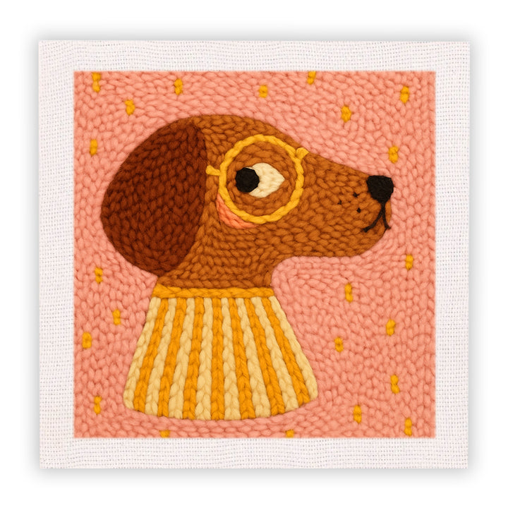Dog with Glasses Punch Needle Embroidery Kits