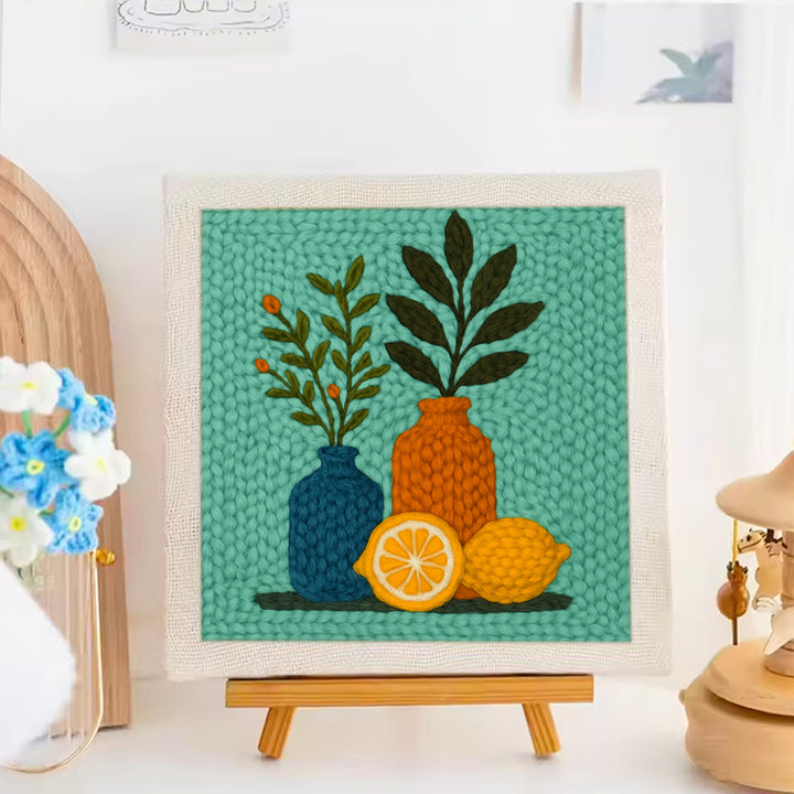 Lemons and Vase Punch Needle Embroidery Kits