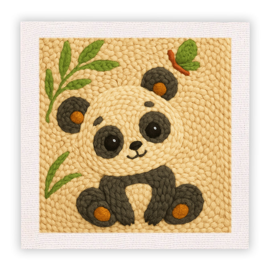 Cute Panda Punch Needle Embroidery Kits