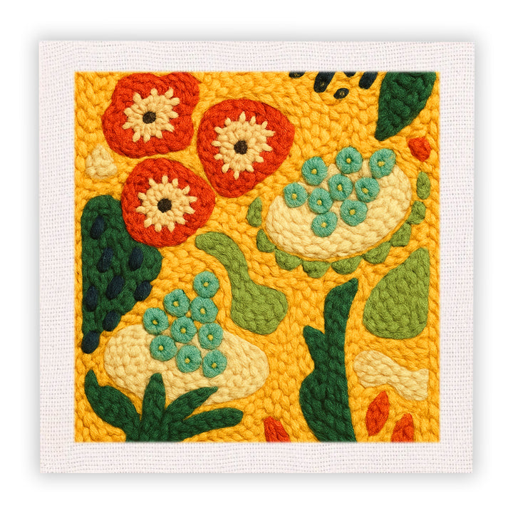 Abstract Flowers Punch Needle Embroidery Kits